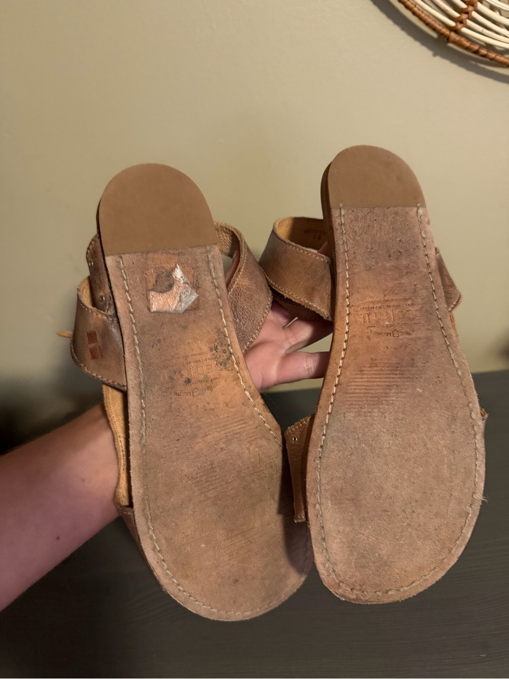 Bed Stu Auburn Brown Leather Buckle Sandals - Picture 8 of 8